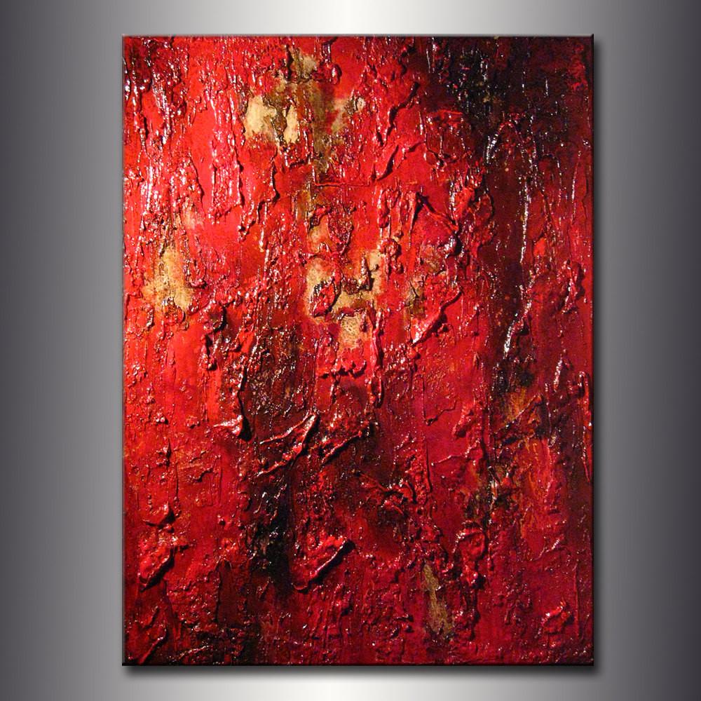 1000x1000 Original Huge Red Textured Abstract Painting Contemporary Modern - Textured Abstract Painting