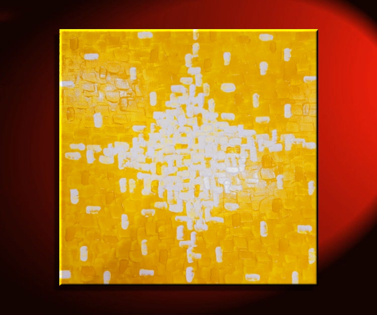 750x627 Large Acrylic Painting Sunny Yellow Textured Knife Painting Ready - Textured Acrylic Painting