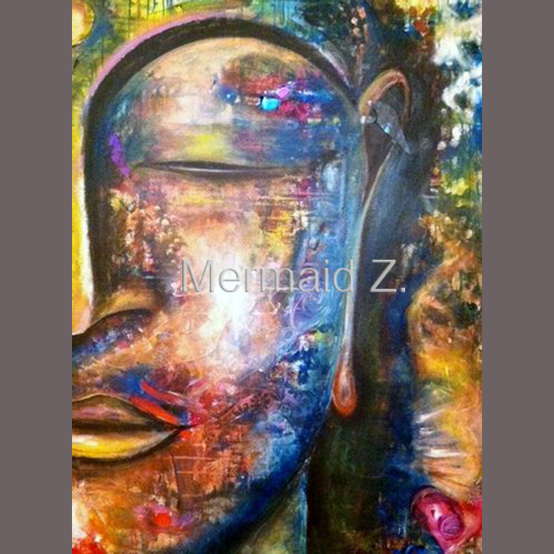 800x800 Hand Made Thai Oil Painting Buddha Retro Face Head Portrait Buddha - Thai Buddha Painting