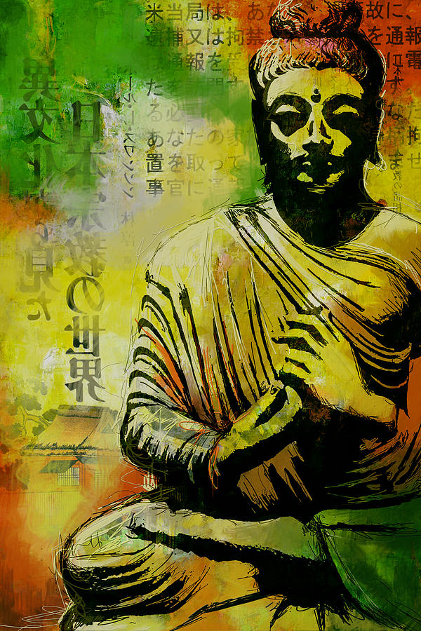 600x900 Meditating Buddha Painting By Corporate Art Task Force - Thai Buddha Painting
