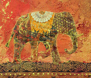 300x257 Indian Thai Elephant Canvas Print Art Texture Painting 24x24 Ebay - Thai Elephant Painting
