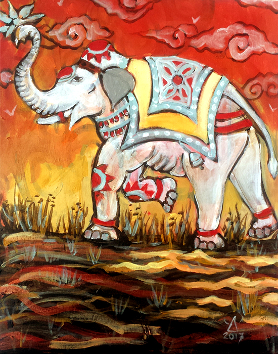 550x700 Thai Elephant - Thai Elephant Painting
