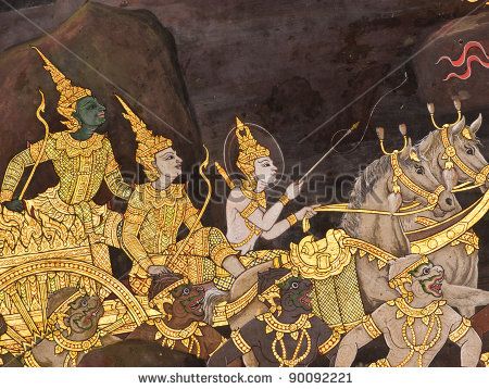450x358 Thai Art Thailand Thai Art, Hanuman And Mural Painting - Thai Painting