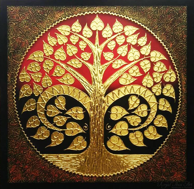 773x753 Traditional Thai Painting Of Buddha Bodhi Tree Wall Art L Royal - Thai Painting