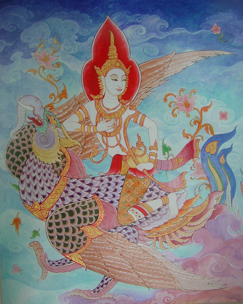 800x999 Wind Angel Thai Art By A Thammasak - Thai Painting