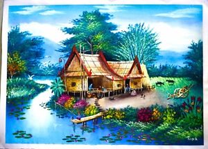 300x216 Oil Painting Thailand Countryside Oil Painting On Canvas By Artist - Thailand Painting
