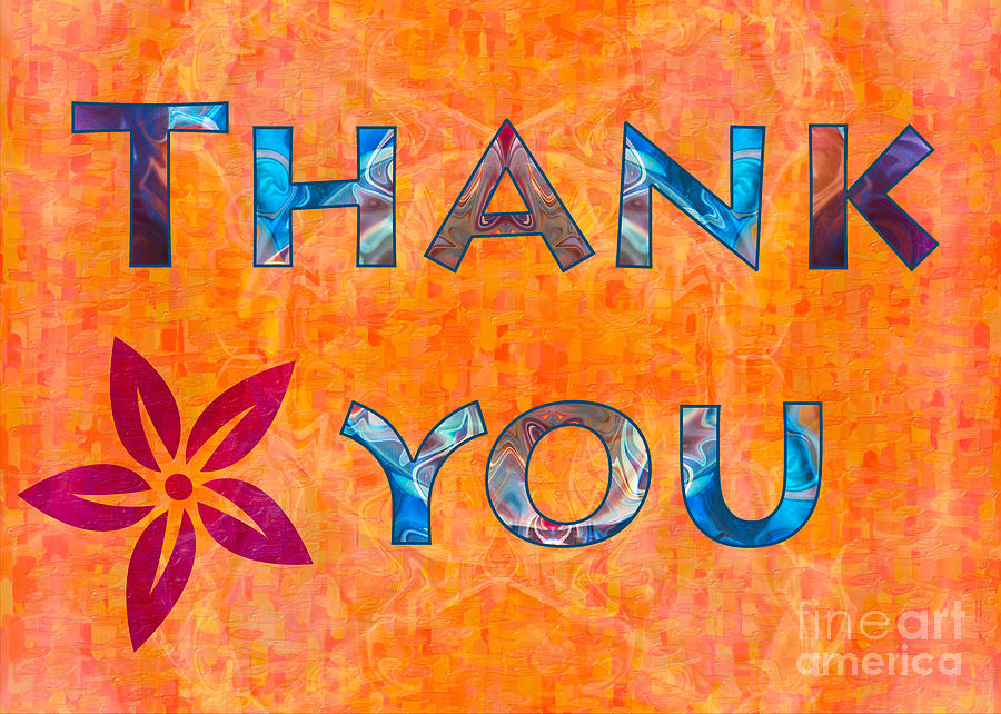 900x642 Thank You Flower Abstract Greeting Card Artwork By Omaste Witkow - Thank You Painting