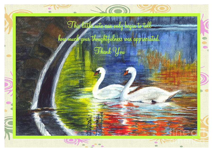 900x642 Thank You Sentiments Swans Painting By Carol Wisniewski - Thank You Painting