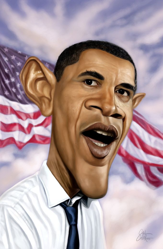 680x1039 Cartoon Pictures Of Barack Obama - Thanks Obama Painting