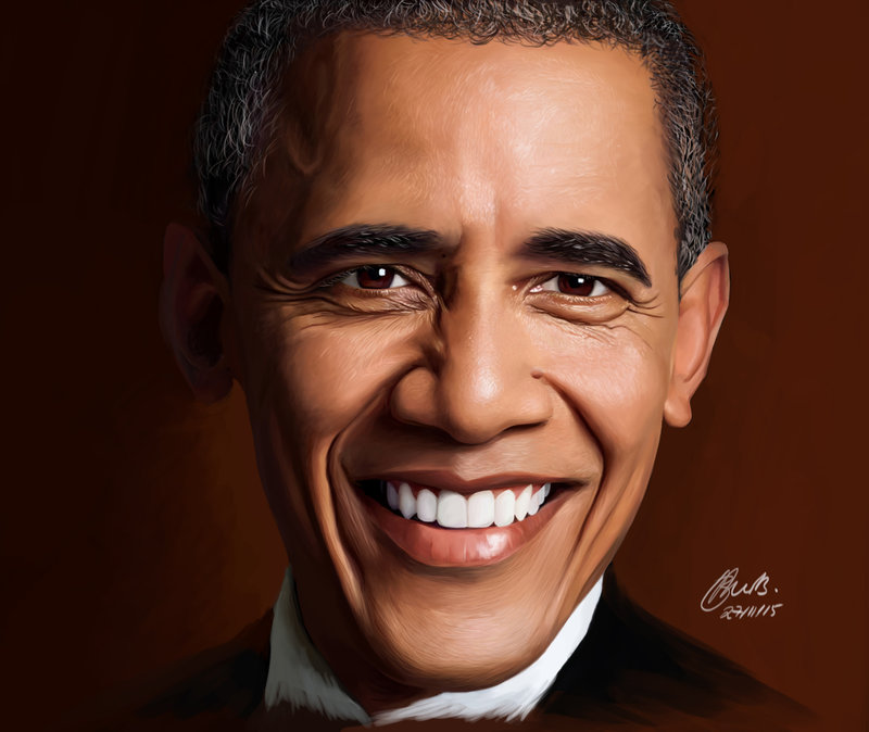 800x674 Barack Obama Digital Painting By Brentonmb - Thanks Obama Painting