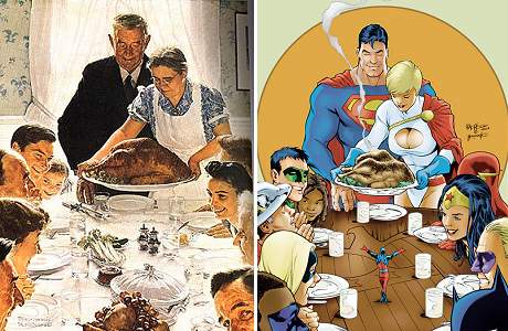 460x300 Thanksgiving Cartoons - Thanksgiving Dinner Painting