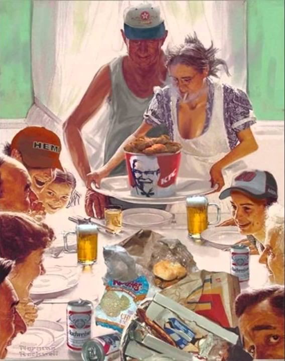 568x720 How About Some Parodies Of Norman Rockwell's Thanksgiving Painting - Thanksgiving Painting