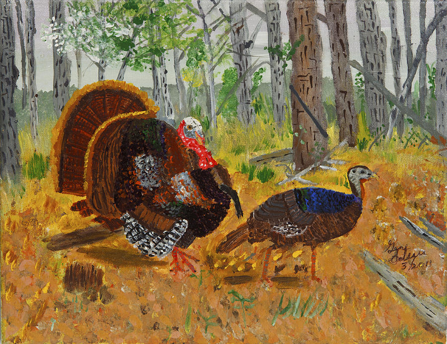 900x693 Thanksgiving Turkey Painting By Swabby Soileau - Thanksgiving Painting