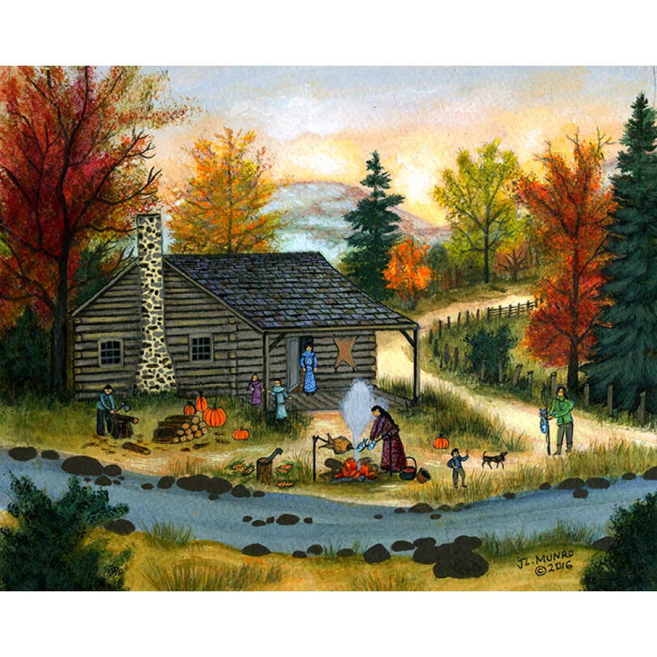 950x950 Cherokee Thanksgiving Original Painting By J.l. Munro - Thanksgiving Painting