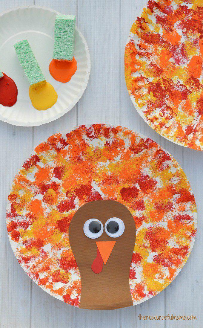 680x1097 Sponge Painted Thanksgiving Turkey Craft Turkey - Thanksgiving Painting For Kids