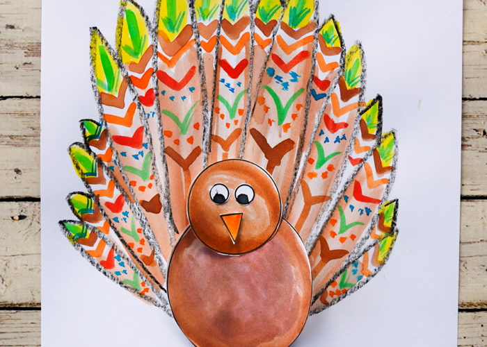 700x500 Thanksgiving Turkey Craft For Kids And Free Template - Thanksgiving Painting For Kids