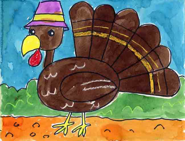 650x497 Cartoon Turkey Art Projects For Kids - Thanksgiving Painting For Kids