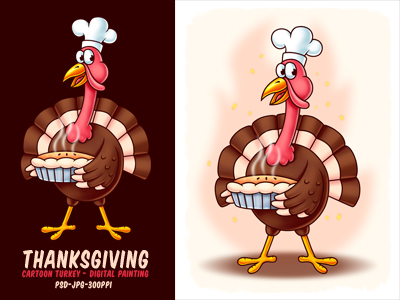400x300 Thanksgiving Cartoon Turkey - Thanksgiving Turkey Painting