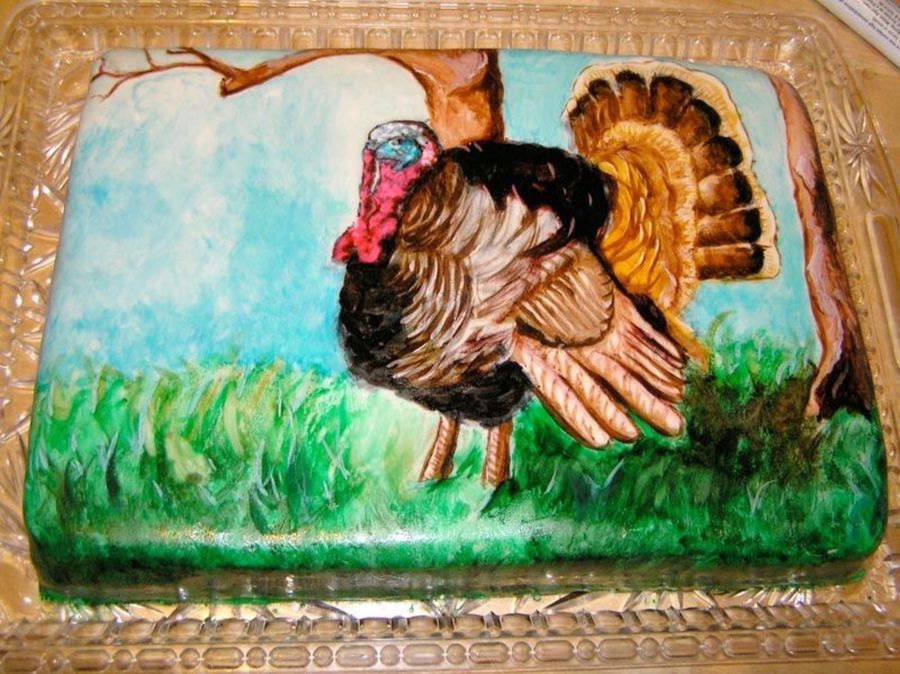 900x674 Thanksgiving Turkey Cake Painting - Thanksgiving Turkey Painting
