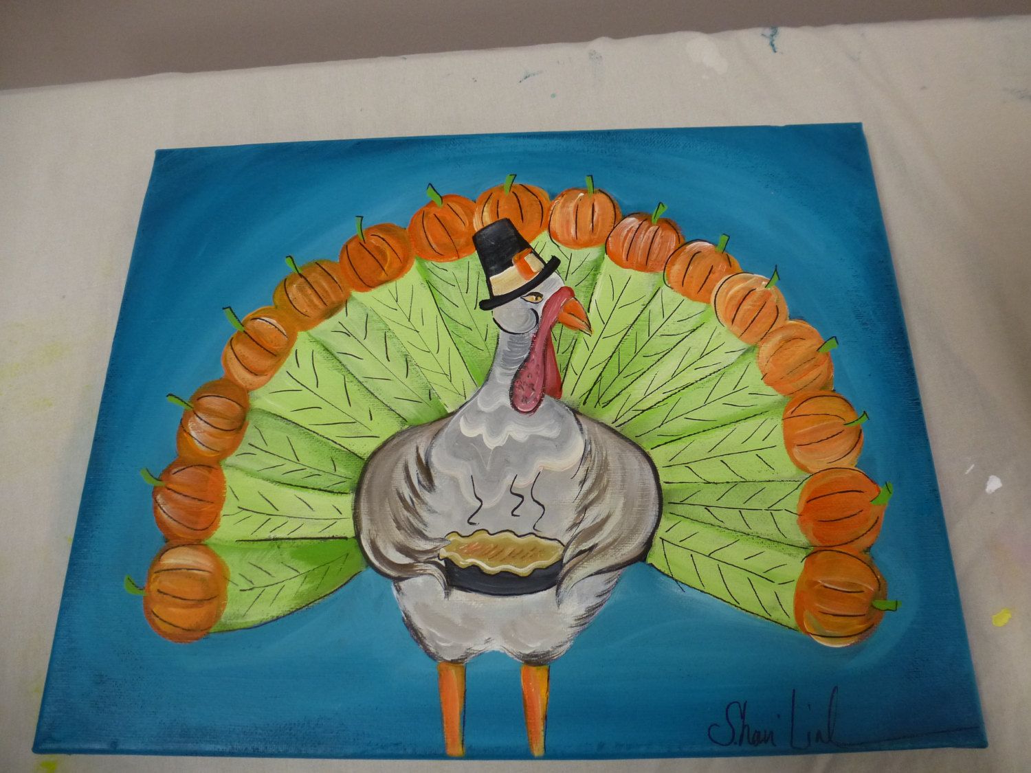 1500x1125 Hand Painted Turkey, Thanksgiving Art, Turkey Painting, Colorful - Thanksgiving Turkey Painting