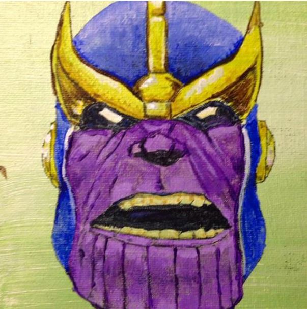 603x607 Thanos Face 1st Painting By Mjkrey - Thanos Painting