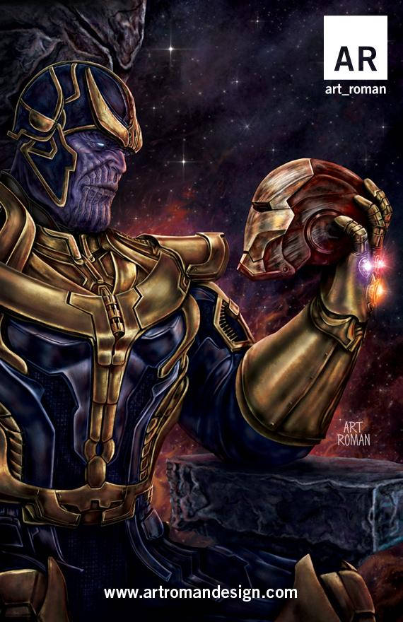 570x880 Thanos Vs Iron Man 11x17 - Thanos Painting