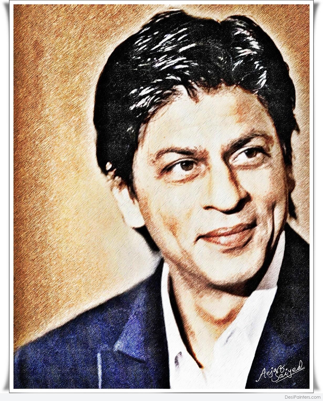 1230x1530 Digital Painting Of Actor Shahrukh Khan - The Actor Painting