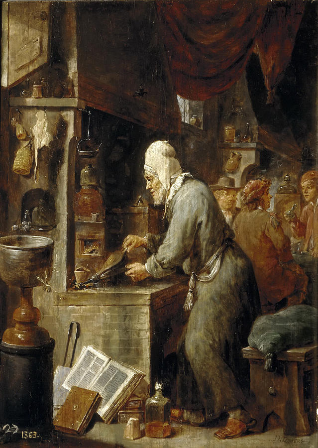 639x900 The Alchemist Painting By David Teniers The Younger - The Alchemist Painting