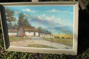 300x199 Vintage Ecuadorian Art Oil Painting Andes Mountains Artist Signed - The Andes Of Ecuador Painting