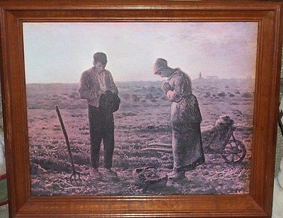 400x308 Vtg Jean Francois Millet's Angelus Man Woman Praying For Gods Good - The Angelus Painting Value