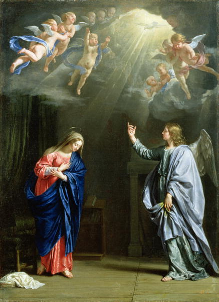 437x600 The Annunciation 1644 Painting Philippe De Champaigne Oil Paintings - The Annunciation Painting
