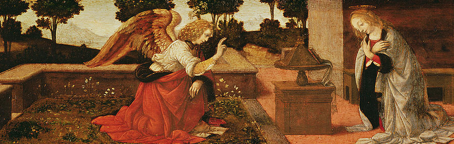 900x287 The Annunciation Painting By Lorenzo Di Credi - The Annunciation Painting