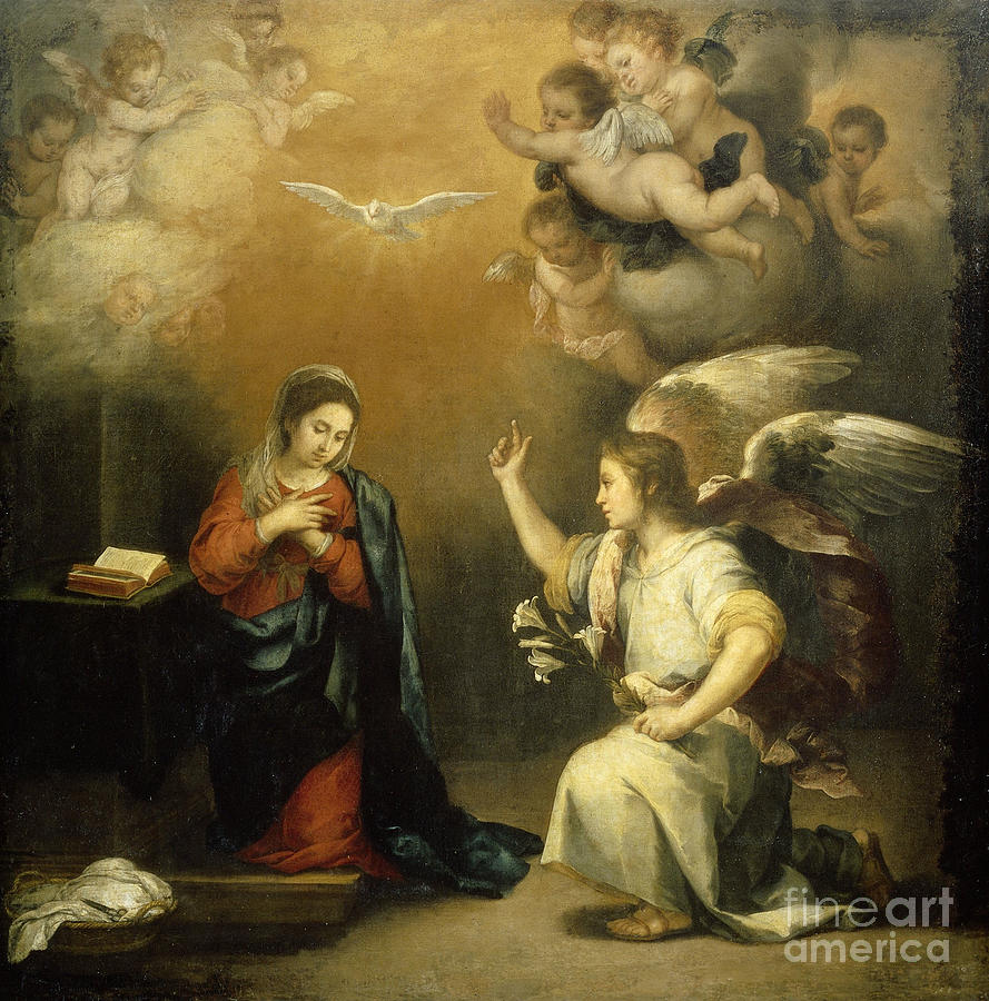 889x900 The Annunciation To Mary Painting By Celestial Images - The Annunciation Painting