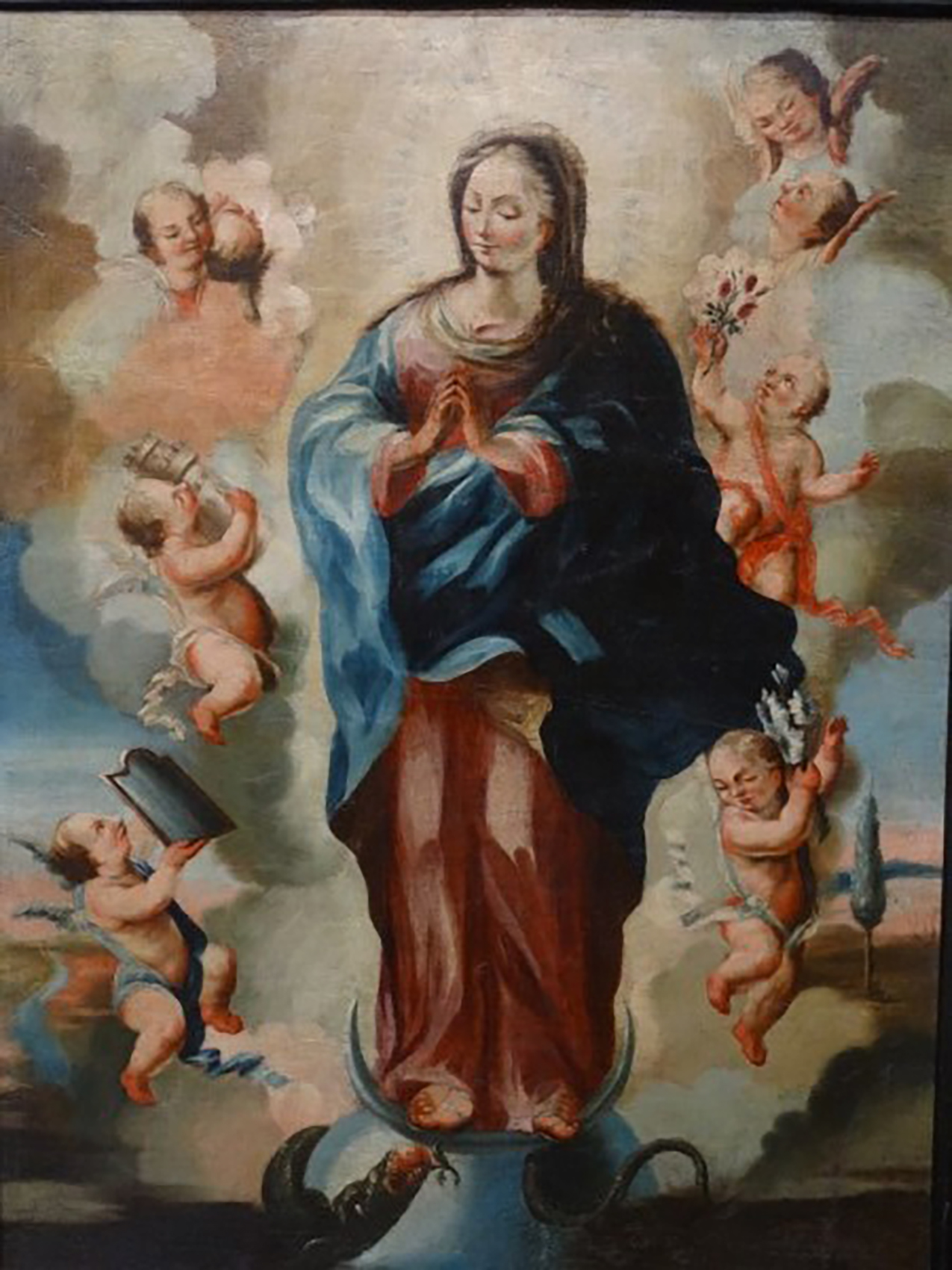 1275x1700 Original 18th Century Spanish Oil Painting After Murillo Titled - The Assumption Painting