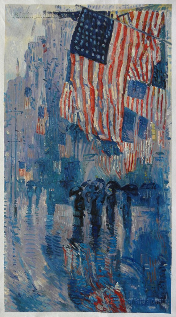 570x1026 The Avenue In The Rain Frederick Childe Hassam Hand Painted Etsy - The Avenue In The Rain Painting