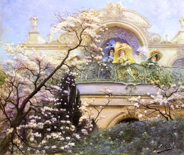 720x608 Georges Jules Victor Clairin On The Balcony Painting Anysize 50 - The Balcony Painting