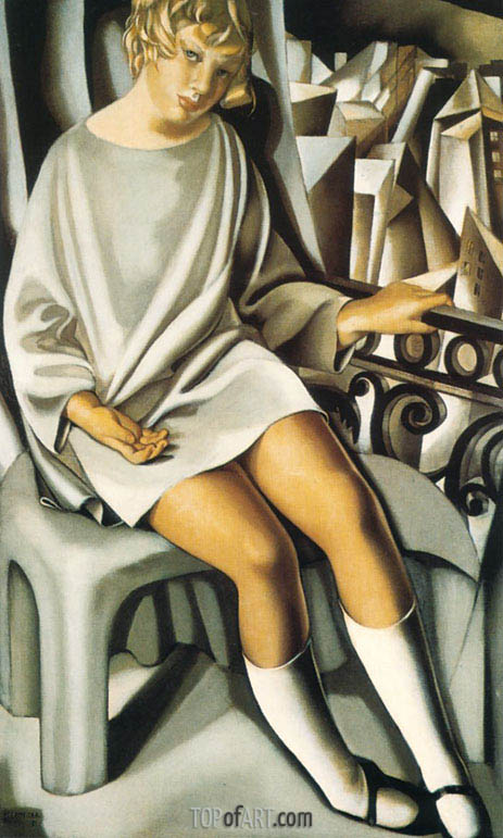 463x771 Kizette On The Balcony Lempicka Painting Reproduction 4423 - The Balcony Painting