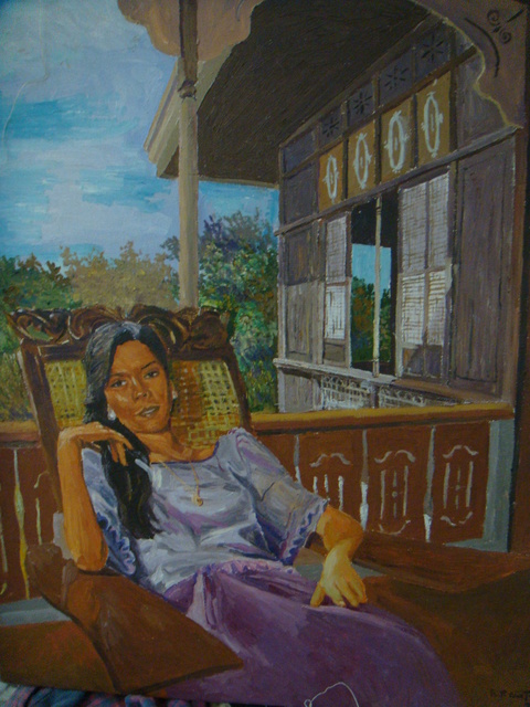 480x640 Reynaldo Gatmaitan Artwork The Woman In The Balcony Original - The Balcony Painting
