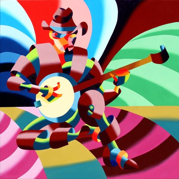 600x600 The Futurist Cowboy Banjo Player - The Banjo Player Painting