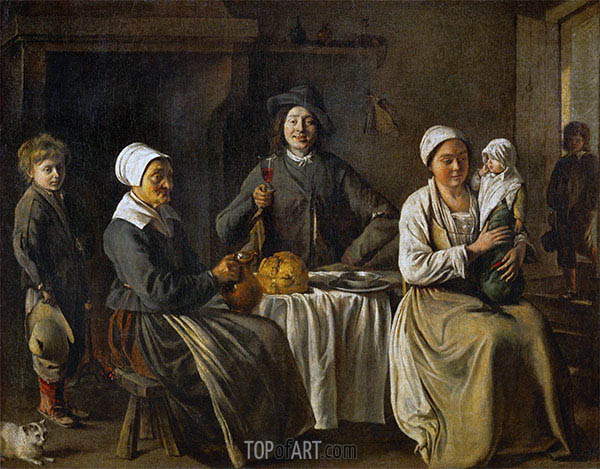 600x469 Peasant Family (The Return From The Baptism) Le Nain Brothers - The Baptism Painting