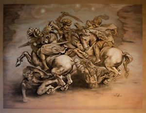 300x233 The Lost Davinci, Battle Of Anghiari Charcoal Drawing See - The Battle Of Anghiari Painting