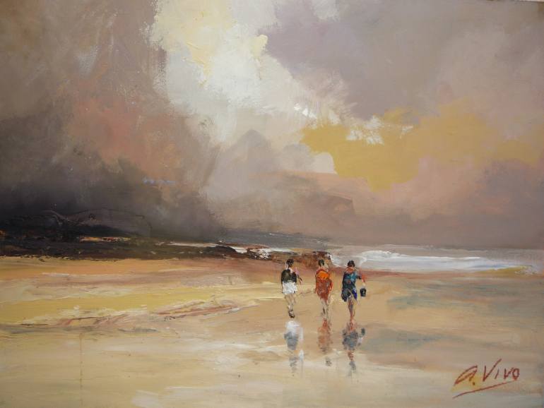 770x578 Saatchi Art 4051 3 Women Walking - The Beach Painting