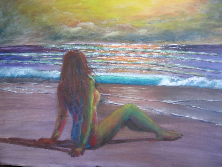 770x578 Saatchi Art A Woman By The Beach Painting By Linn Ngo - The Beach Painting
