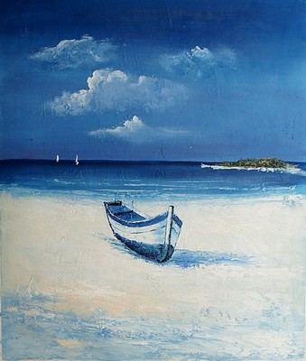 339x400 Seascape Paitning , Boat On The Beach Painting, Aunknown Artist - The Beach Painting