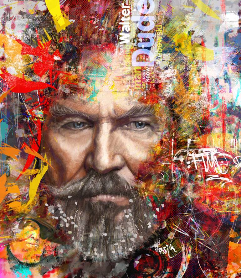 770x887 Saatchi Art The Dude Painting By Yossi Kotler - The Big Lebowski Painting