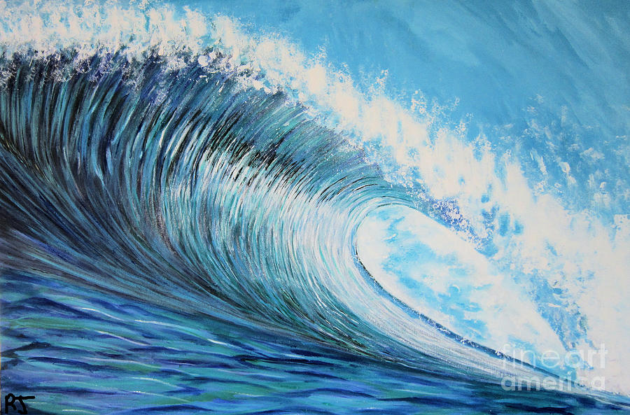 900x593 Tahitian Wave Painting By Rj Aguilar - The Big Wave Painting