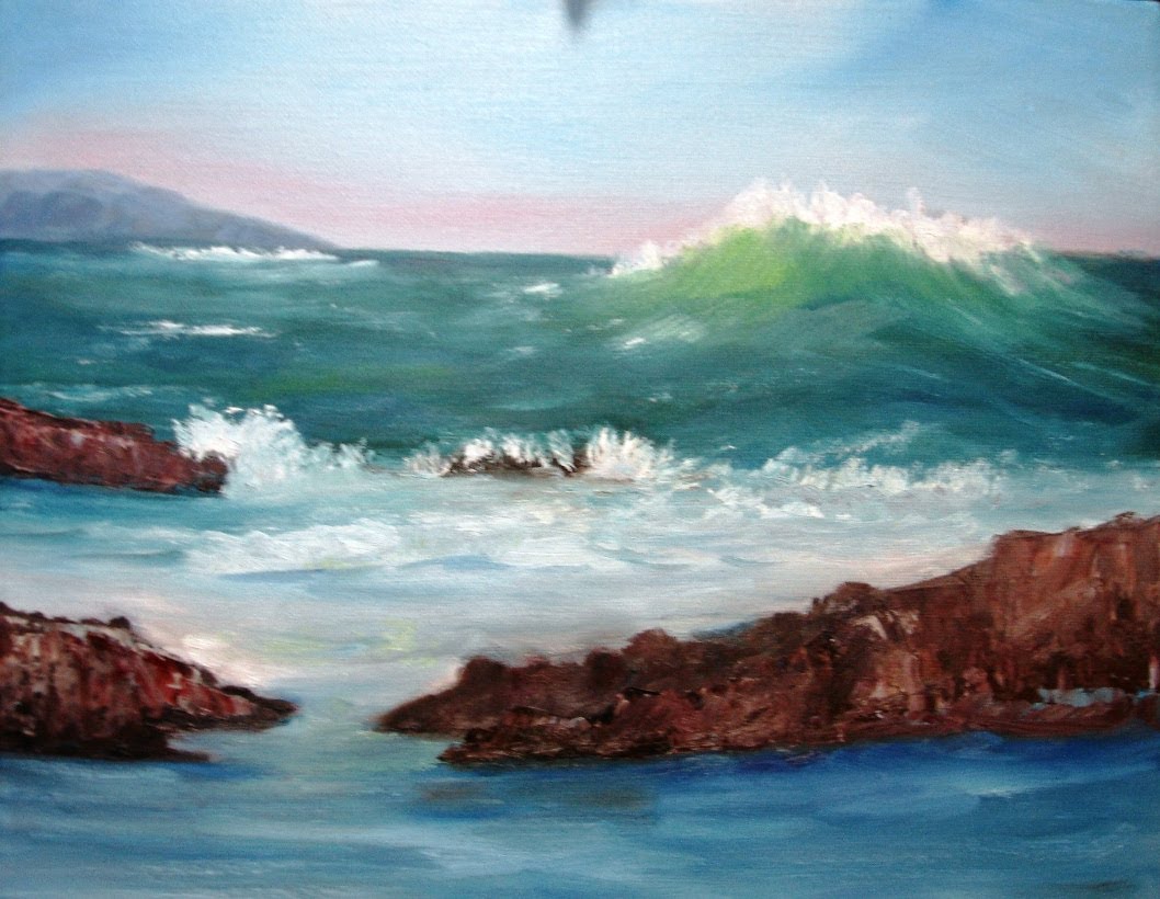 1058x820 February 20, 2013 Oil Painting - The Big Wave Painting