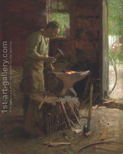512x638 The Blacksmith Edward Henry Potthast Reproduction 1st Art Gallery - The Blacksmith Painting
