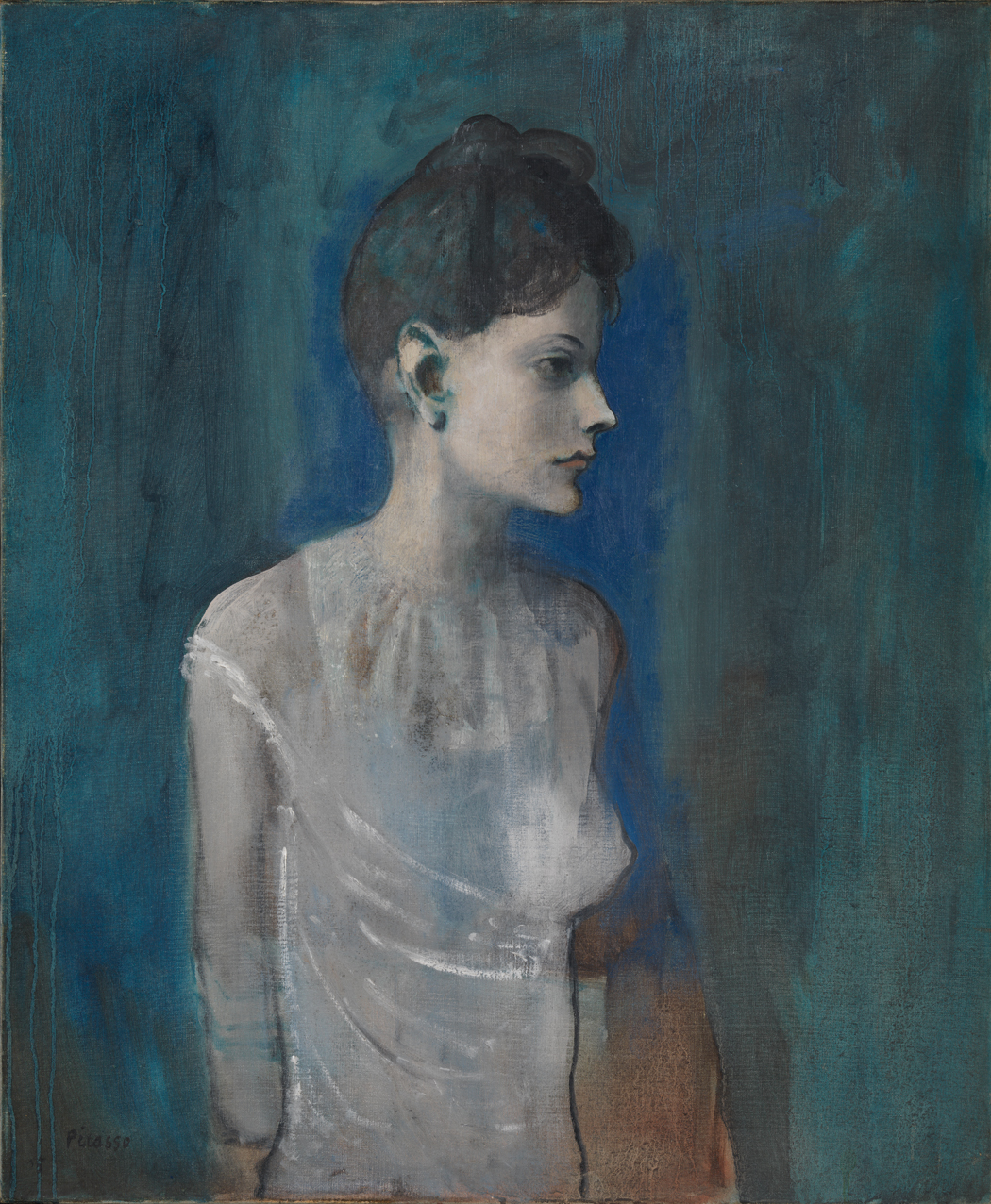 1050x1276 Girl In A Chemise C.1905 By Pablo Picasso Tate - The Blue Girl Painting