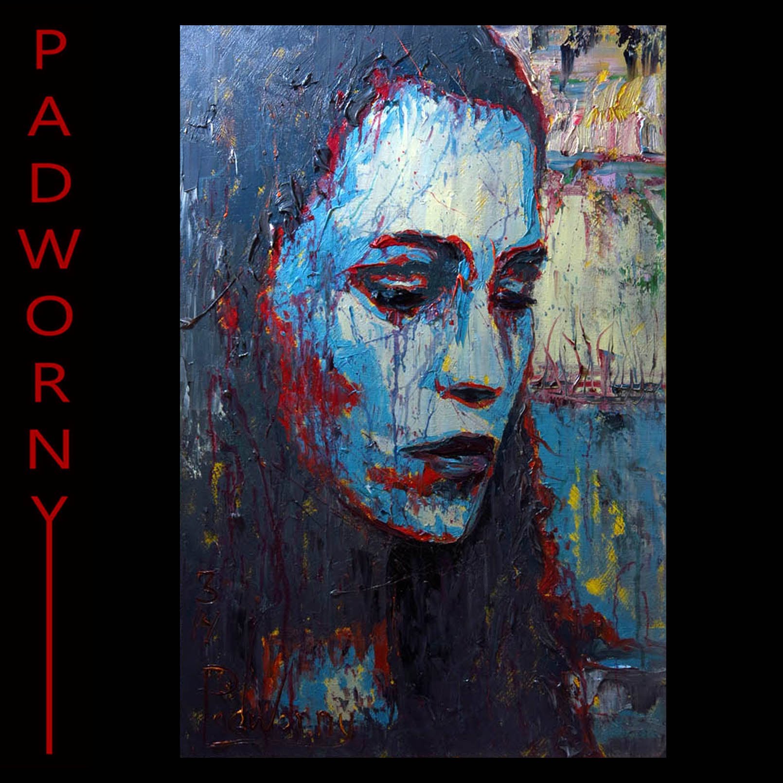 1610x1610 M840 Large Blue Girl Sad Female Woman Original Oil Painting - The Blue Girl Painting